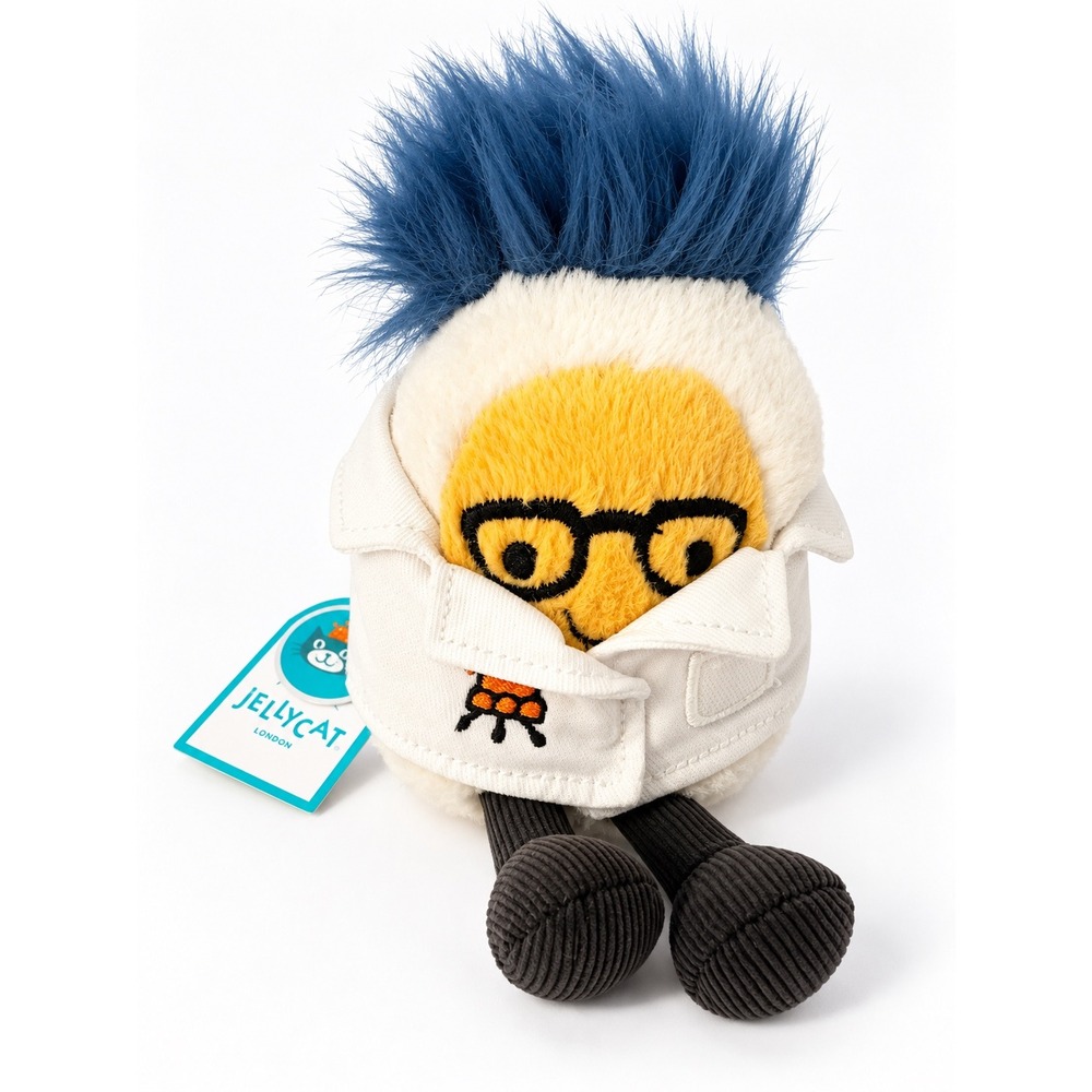 Jellycat Amuseables Boiled Egg Mad Scientist Outfit Plush Blue Hair A6BERS Space